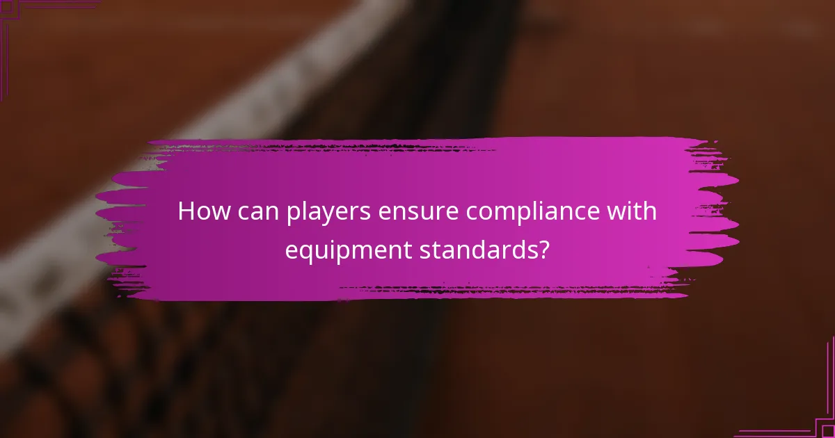 How can players ensure compliance with equipment standards?