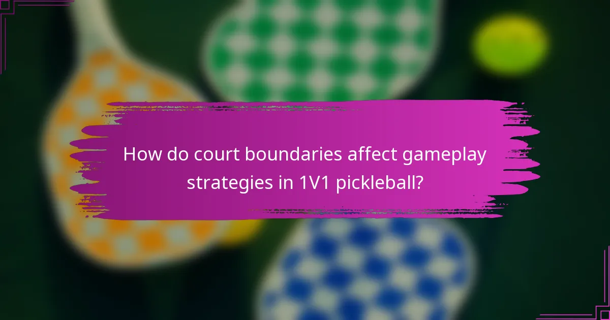 How do court boundaries affect gameplay strategies in 1V1 pickleball?