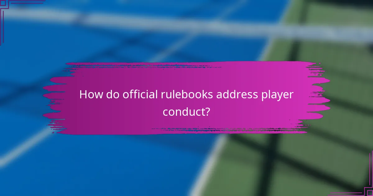 How do official rulebooks address player conduct?