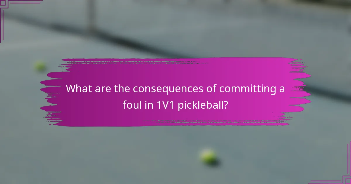 What are the consequences of committing a foul in 1V1 pickleball?