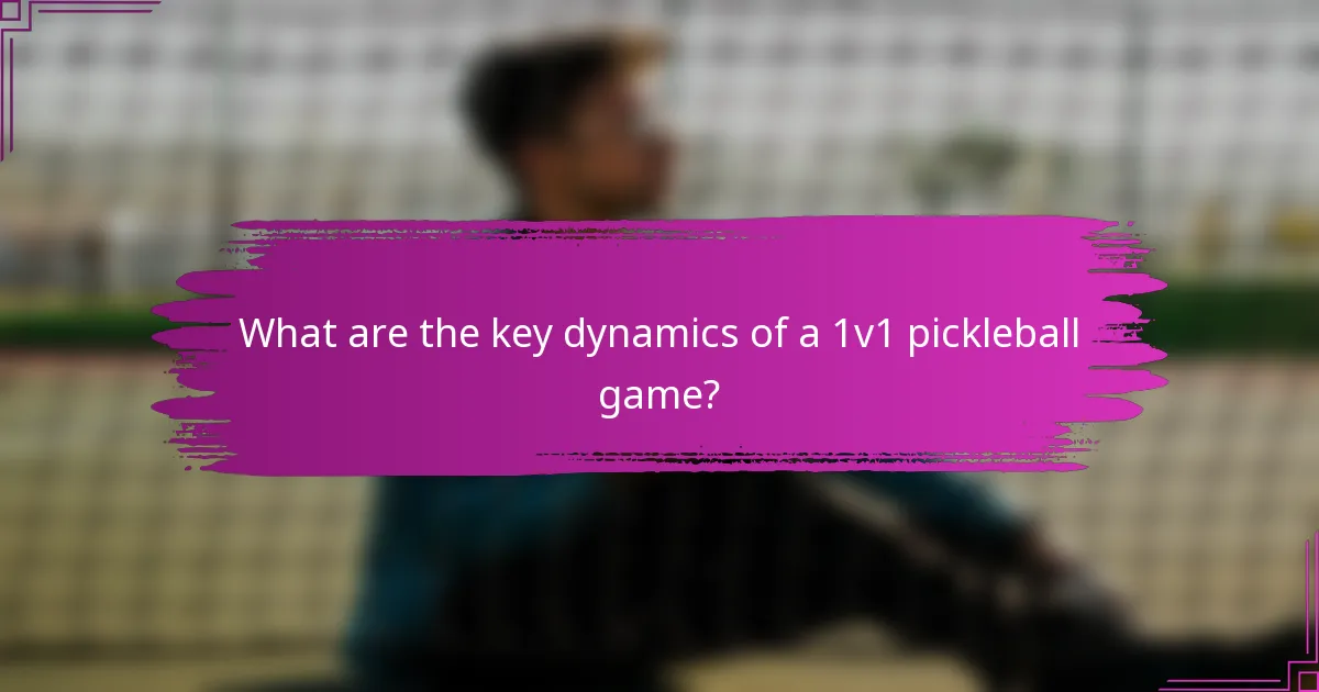 What are the key dynamics of a 1v1 pickleball game?