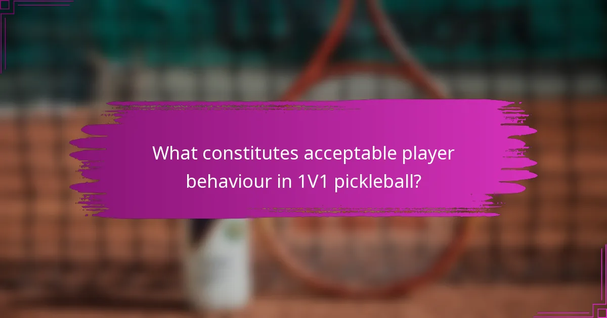 What constitutes acceptable player behaviour in 1V1 pickleball?