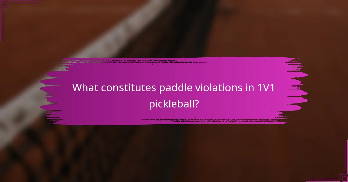 What constitutes paddle violations in 1V1 pickleball?