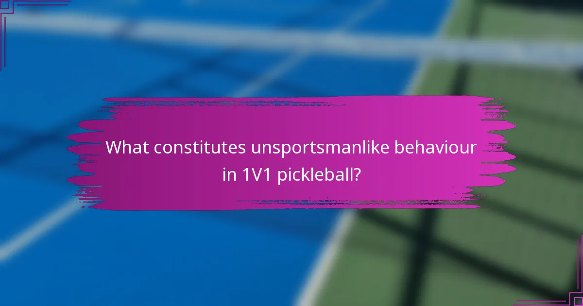 What constitutes unsportsmanlike behaviour in 1V1 pickleball?