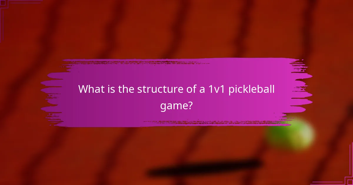 What is the structure of a 1v1 pickleball game?
